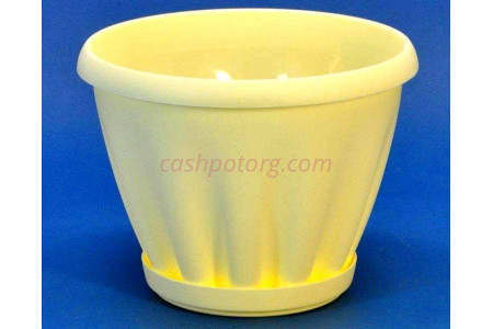 Горшок для цветов пластиковый с поддоном Знатный 1л (желтый)