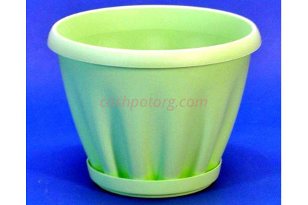 Горшок для цветов пластиковый с поддоном Знатный 0,45л (зеленый)