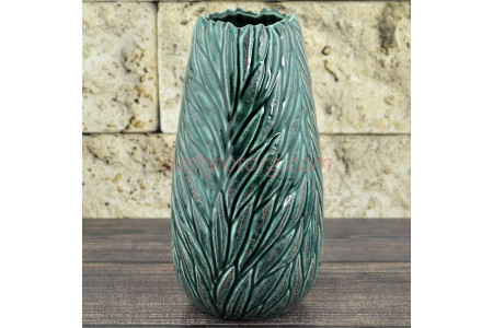 ваза керамическая 11*11*22,5см зел. , 95703